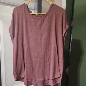 Maurices Short Sleeve Textured Top - Dusty Rose